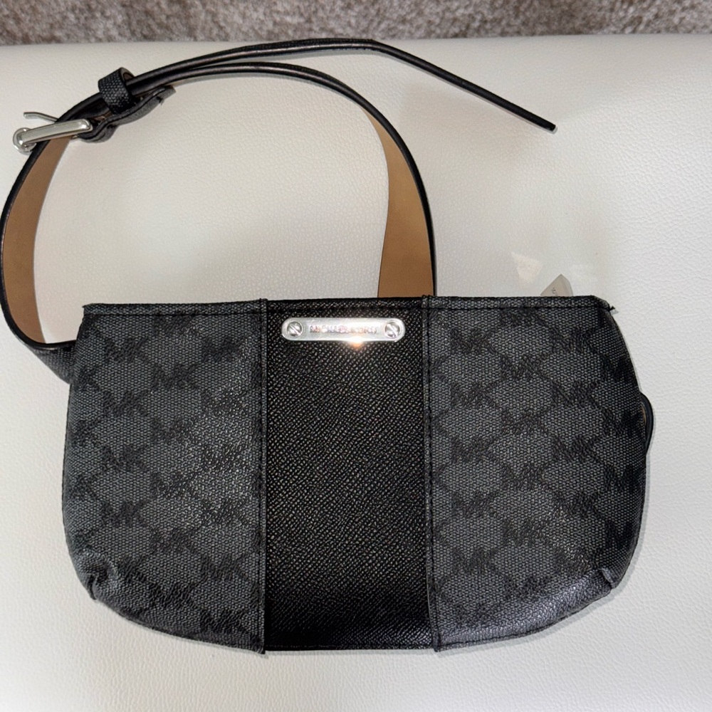 Michael Kors Black Belt Bag with Signature Monogram